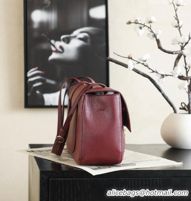 Good Discount Chanel Small Maxi Flap Bag in Grained Calfskin AS6231 Burgundy/Gold 2026