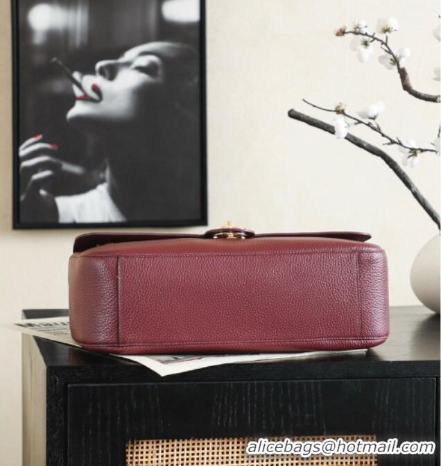 Good Discount Chanel Small Maxi Flap Bag in Grained Calfskin AS6231 Burgundy/Gold 2026