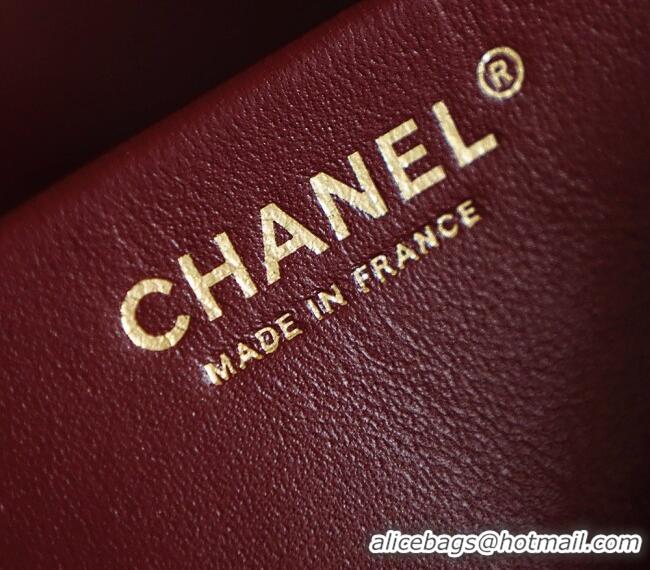 Good Discount Chanel Small Maxi Flap Bag in Grained Calfskin AS6231 Burgundy/Gold 2026