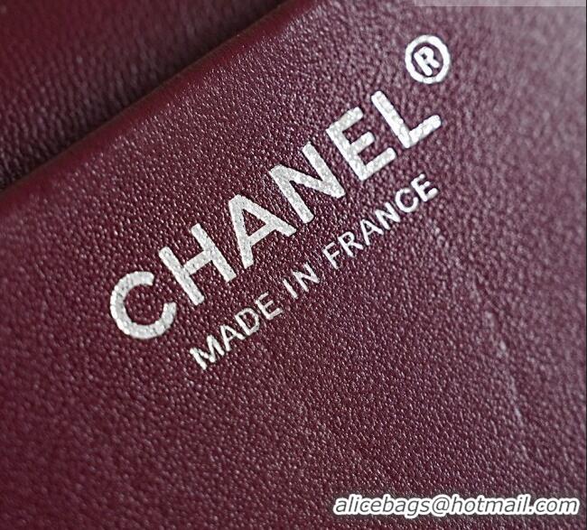 Promotional Chanel Small Maxi Flap Bag in Grained Calfskin AS6231 Burgundy/Silver 2026