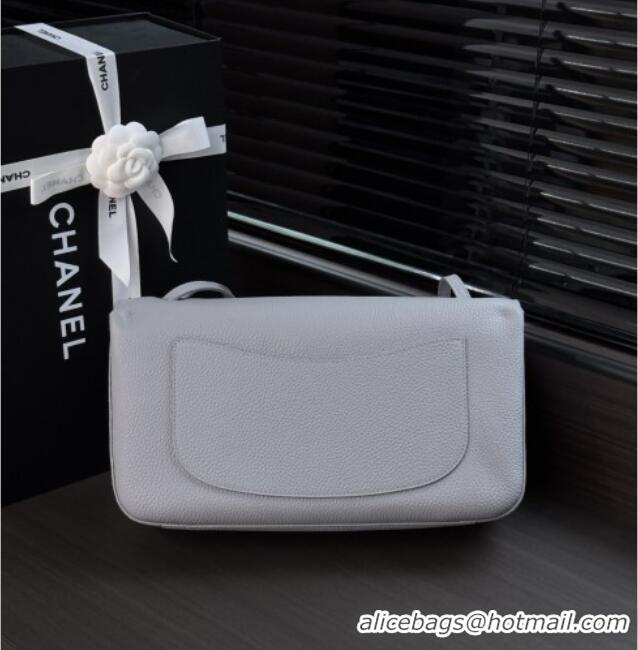 Good Product Chanel Small Maxi Flap Bag in Grained Calfskin AS6231 Light Grey/Silver 2026
