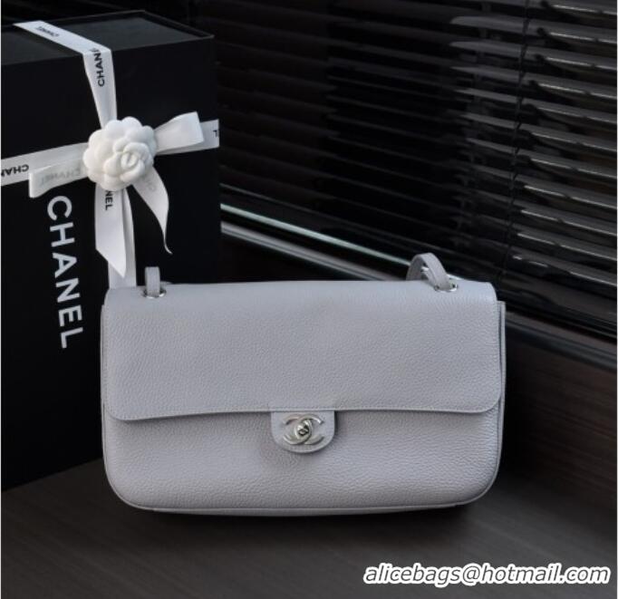 Good Product Chanel Small Maxi Flap Bag in Grained Calfskin AS6231 Light Grey/Silver 2026