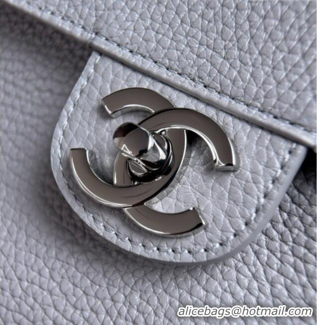 Good Product Chanel Small Maxi Flap Bag in Grained Calfskin AS6231 Light Grey/Silver 2026