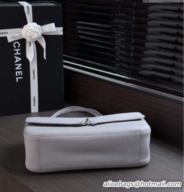 Good Product Chanel Small Maxi Flap Bag in Grained Calfskin AS6231 Light Grey/Silver 2026