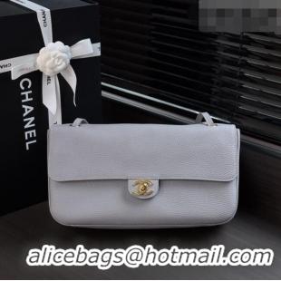 New Design Chanel Small Maxi Flap Bag in Grained Calfskin AS6231 Light Grey/Gold 2026