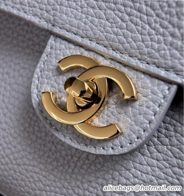 New Design Chanel Small Maxi Flap Bag in Grained Calfskin AS6231 Light Grey/Gold 2026