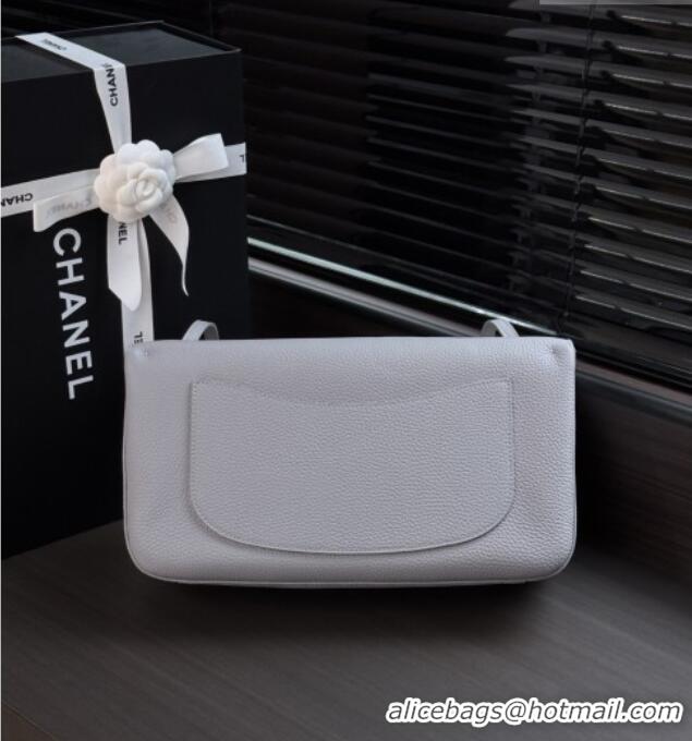 New Design Chanel Small Maxi Flap Bag in Grained Calfskin AS6231 Light Grey/Gold 2026