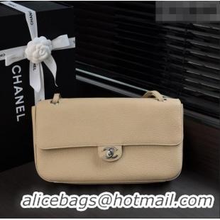 Unique Grade Chanel Small Maxi Flap Bag in Grained Calfskin AS6231 Beige/Silver 2026