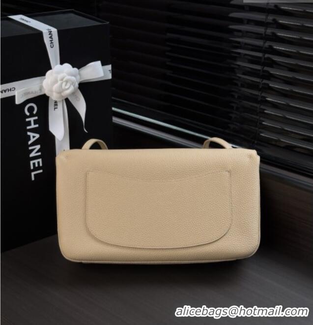 Unique Grade Chanel Small Maxi Flap Bag in Grained Calfskin AS6231 Beige/Silver 2026