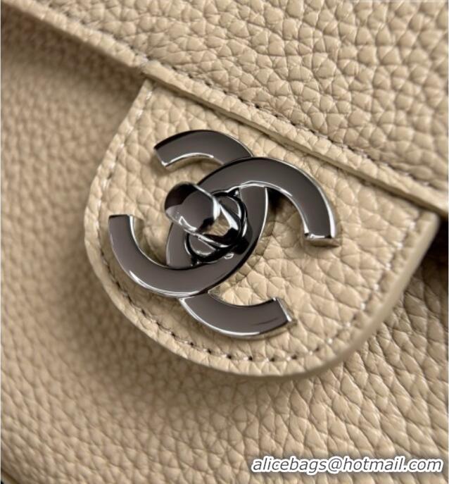 Unique Grade Chanel Small Maxi Flap Bag in Grained Calfskin AS6231 Beige/Silver 2026