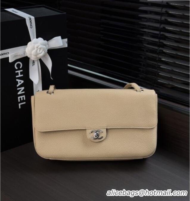 Unique Grade Chanel Small Maxi Flap Bag in Grained Calfskin AS6231 Beige/Silver 2026