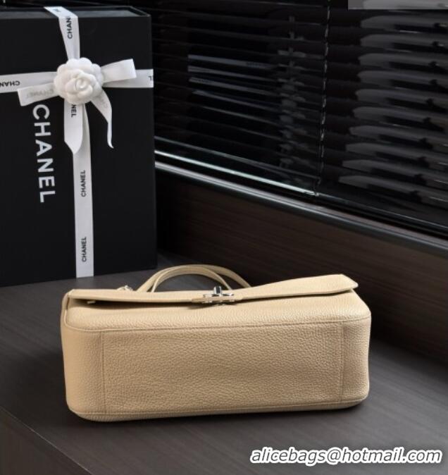Unique Grade Chanel Small Maxi Flap Bag in Grained Calfskin AS6231 Beige/Silver 2026