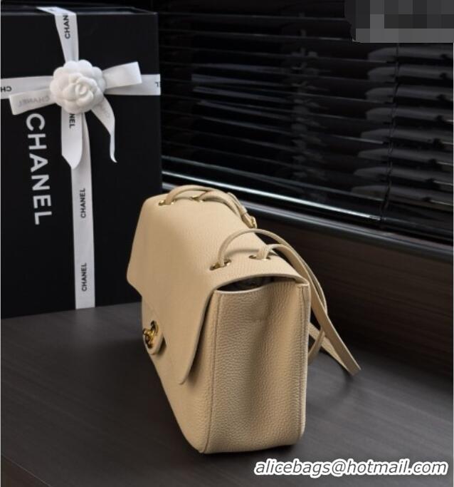 Shop Discount Chanel Small Maxi Flap Bag in Grained Calfskin AS6231 Beige/Gold 2026