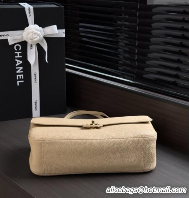 Shop Discount Chanel Small Maxi Flap Bag in Grained Calfskin AS6231 Beige/Gold 2026