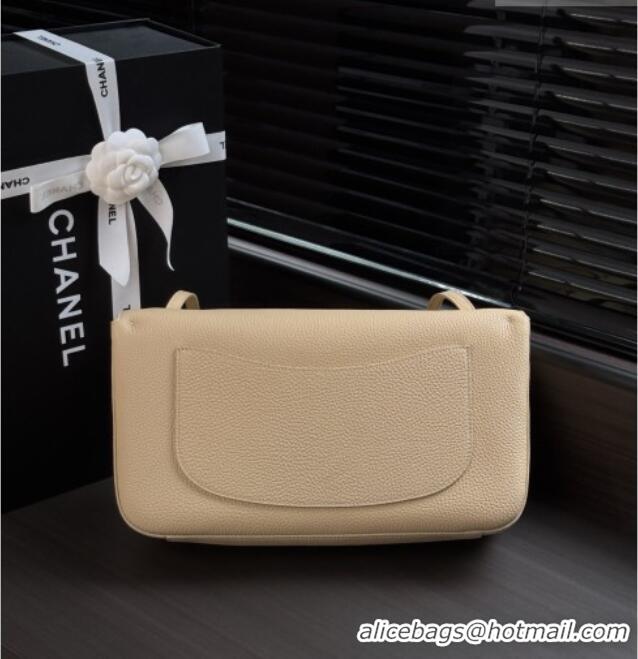 Shop Discount Chanel Small Maxi Flap Bag in Grained Calfskin AS6231 Beige/Gold 2026