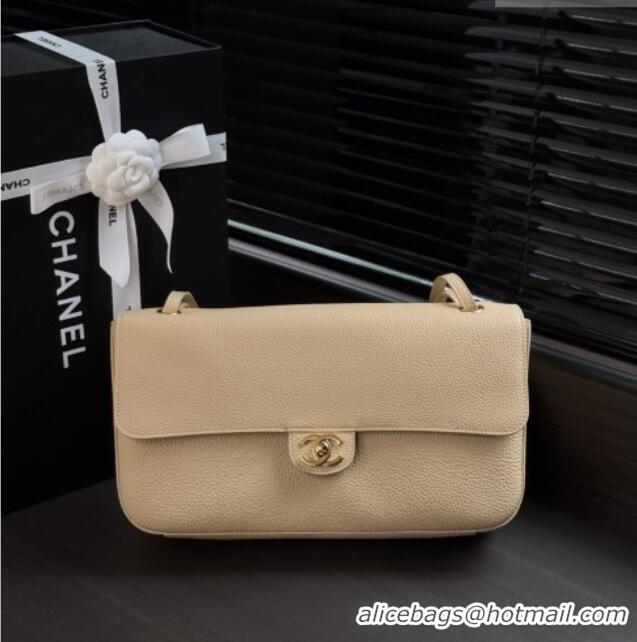 Shop Discount Chanel Small Maxi Flap Bag in Grained Calfskin AS6231 Beige/Gold 2026
