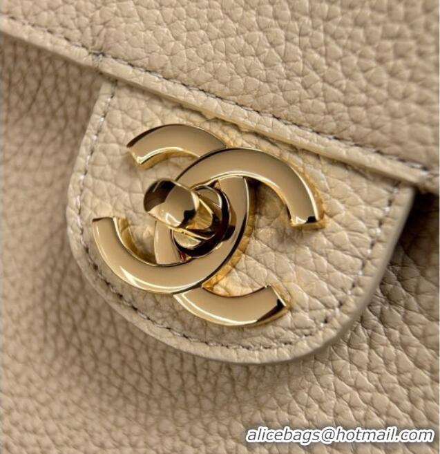 Shop Discount Chanel Small Maxi Flap Bag in Grained Calfskin AS6231 Beige/Gold 2026