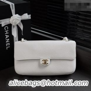 Top Grade Chanel Small Maxi Flap Bag in Grained Calfskin AS6231 White/Gold 2026