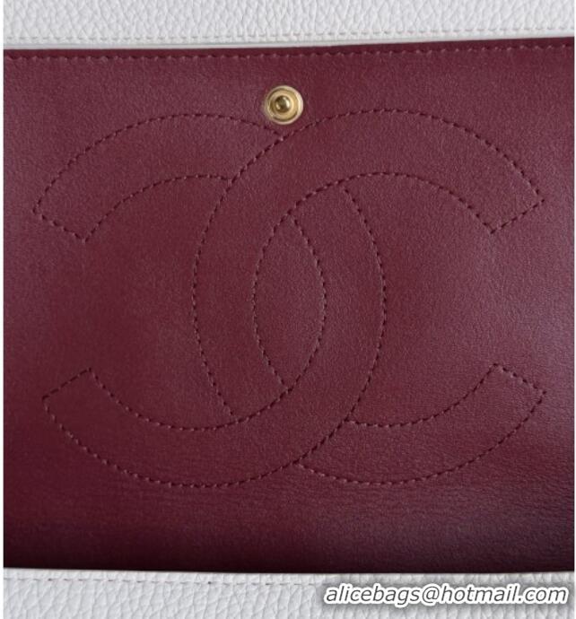 Top Grade Chanel Small Maxi Flap Bag in Grained Calfskin AS6231 White/Gold 2026