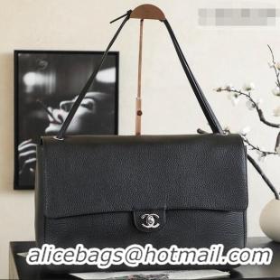 Best Price Chanel Large Maxi Flap Bag in Grained Calfskin AS6233 Black/Silver 2026