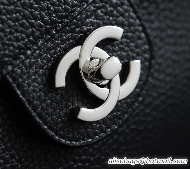 Best Price Chanel Large Maxi Flap Bag in Grained Calfskin AS6233 Black/Silver 2026