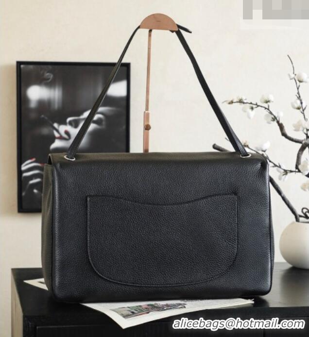 Best Price Chanel Large Maxi Flap Bag in Grained Calfskin AS6233 Black/Silver 2026