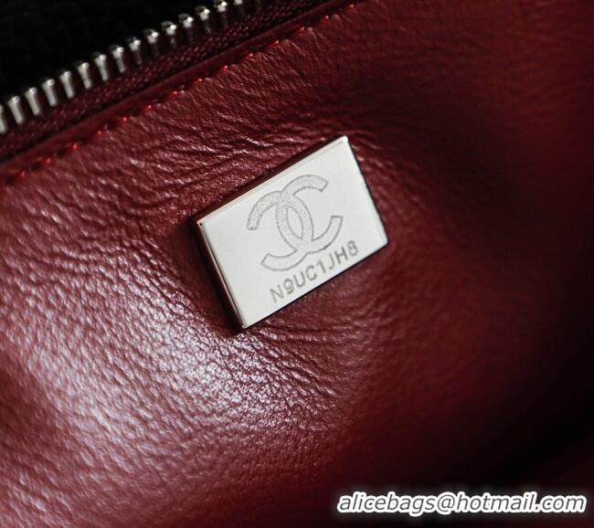 Best Price Chanel Large Maxi Flap Bag in Grained Calfskin AS6233 Black/Silver 2026