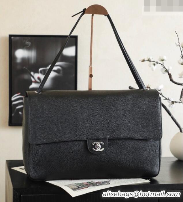 Best Price Chanel Large Maxi Flap Bag in Grained Calfskin AS6233 Black/Silver 2026