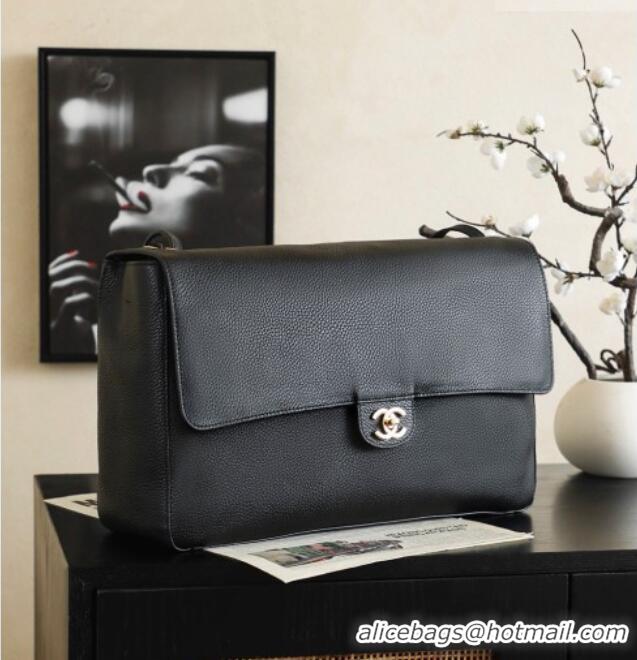 Luxury Cheap Chanel Large Maxi Flap Bag in Grained Calfskin AS6233 Black/Gold 2026