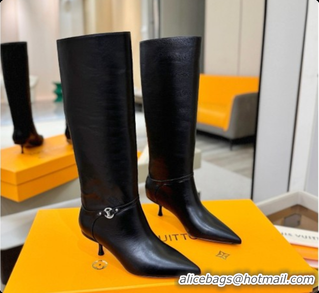Grade Quality Louis Vuitton 6AM High Boot in Black Plain Calf Leather 5.5cm Heel LV091736 Black 2026