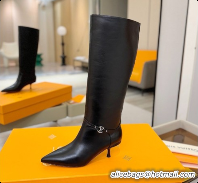 Grade Quality Louis Vuitton 6AM High Boot in Black Plain Calf Leather 5.5cm Heel LV091736 Black 2026