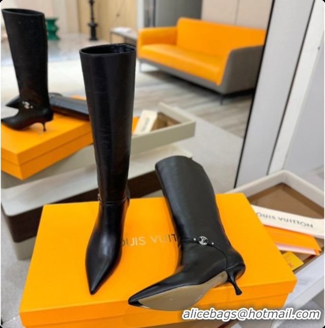 Grade Quality Louis Vuitton 6AM High Boot in Black Plain Calf Leather 5.5cm Heel LV091736 Black 2026