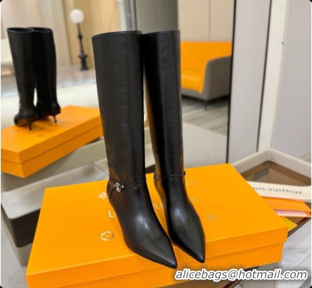 Grade Quality Louis Vuitton 6AM High Boot in Black Plain Calf Leather 5.5cm Heel LV091736 Black 2026