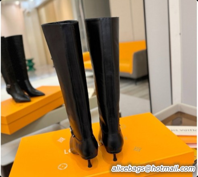 Grade Quality Louis Vuitton 6AM High Boot in Black Plain Calf Leather 5.5cm Heel LV091736 Black 2026