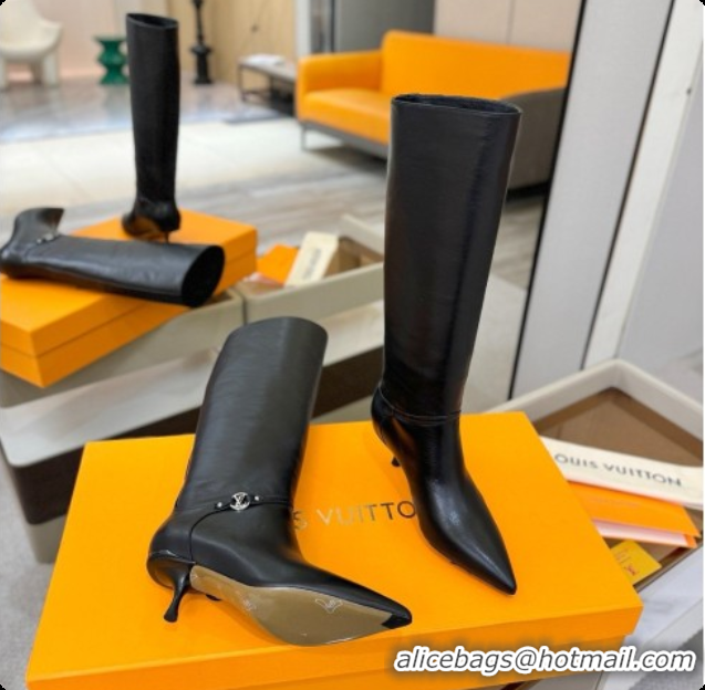 Grade Quality Louis Vuitton 6AM High Boot in Black Plain Calf Leather 5.5cm Heel LV091736 Black 2026