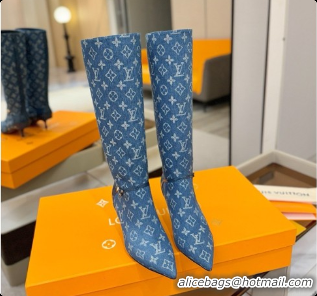 Pretty Style Louis Vuitton 6AM High Boot in Blue Denim Monogram 5.5cm Heel LV091739 2026