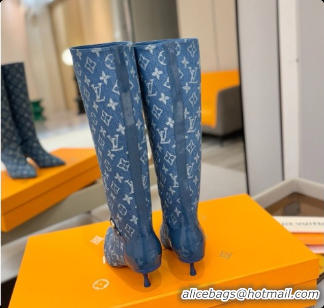 Pretty Style Louis Vuitton 6AM High Boot in Blue Denim Monogram 5.5cm Heel LV091739 2026