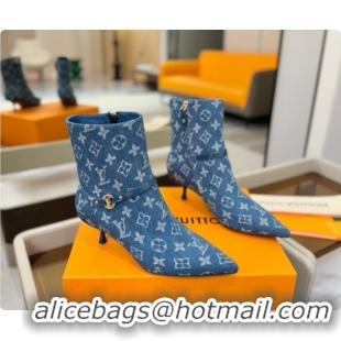 Best Grade Louis Vuitton 6AM Ankle Boot in Blue Denim Monogram 5.5cm Heel LV091740 2026