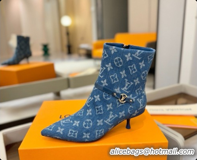 Best Grade Louis Vuitton 6AM Ankle Boot in Blue Denim Monogram 5.5cm Heel LV091740 2026