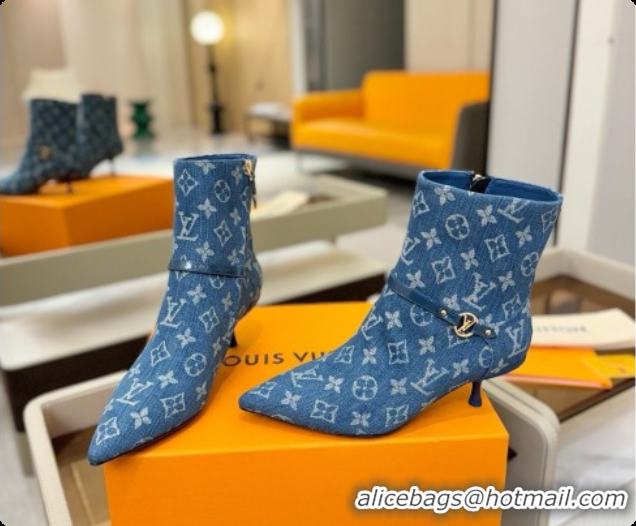 Best Grade Louis Vuitton 6AM Ankle Boot in Blue Denim Monogram 5.5cm Heel LV091740 2026