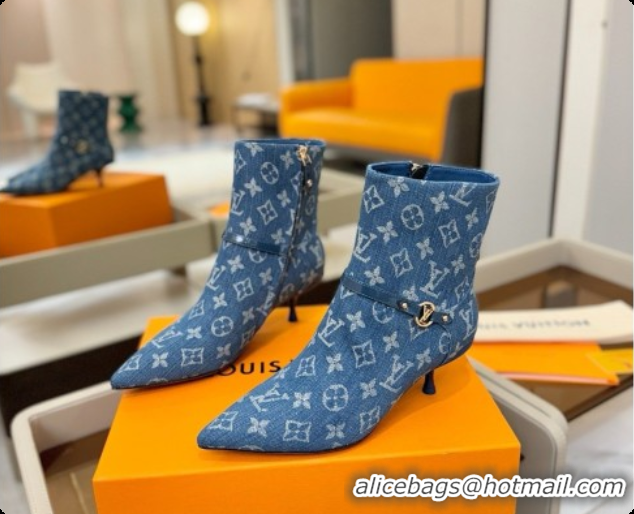 Best Grade Louis Vuitton 6AM Ankle Boot in Blue Denim Monogram 5.5cm Heel LV091740 2026