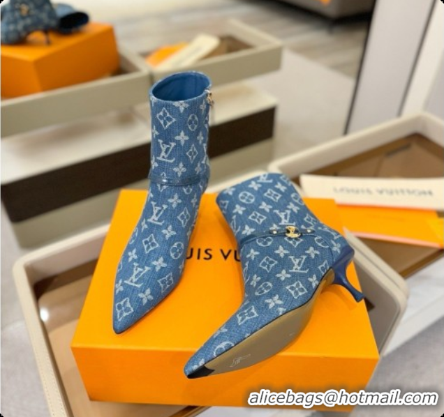 Best Grade Louis Vuitton 6AM Ankle Boot in Blue Denim Monogram 5.5cm Heel LV091740 2026