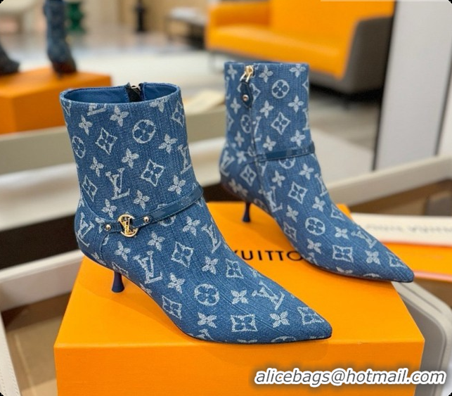 Best Grade Louis Vuitton 6AM Ankle Boot in Blue Denim Monogram 5.5cm Heel LV091740 2026