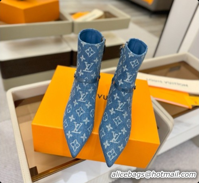 Best Grade Louis Vuitton 6AM Ankle Boot in Blue Denim Monogram 5.5cm Heel LV091740 2026