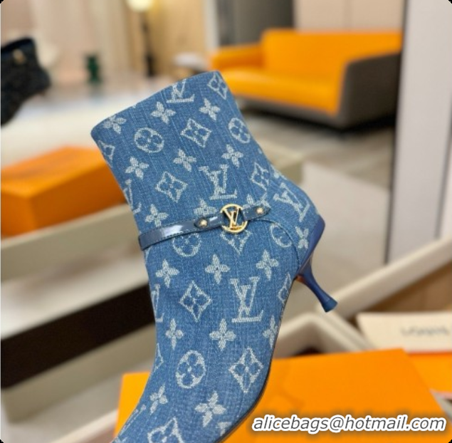 Best Grade Louis Vuitton 6AM Ankle Boot in Blue Denim Monogram 5.5cm Heel LV091740 2026