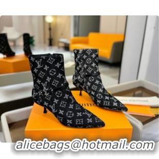 Best Quality Louis Vuitton 6AM Ankle Boot in Black Denim Monogram 5.5cm Heel LV091741 2026