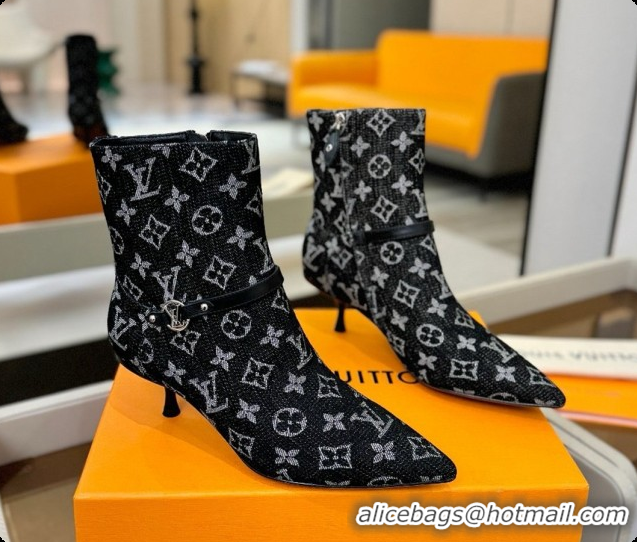 Best Quality Louis Vuitton 6AM Ankle Boot in Black Denim Monogram 5.5cm Heel LV091741 2026
