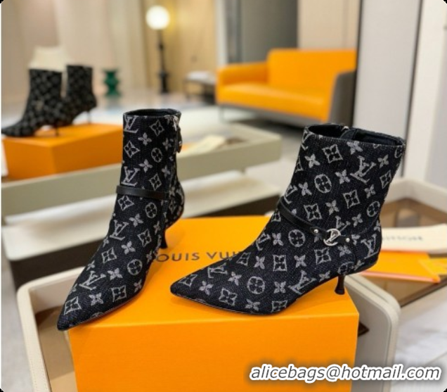 Best Quality Louis Vuitton 6AM Ankle Boot in Black Denim Monogram 5.5cm Heel LV091741 2026
