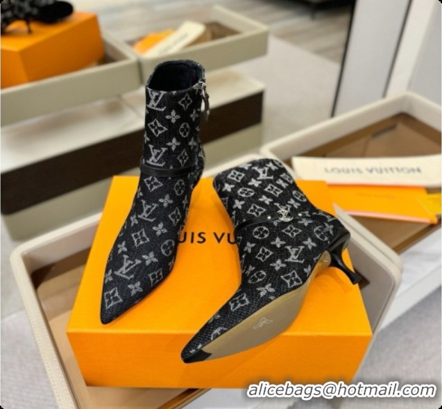 Best Quality Louis Vuitton 6AM Ankle Boot in Black Denim Monogram 5.5cm Heel LV091741 2026