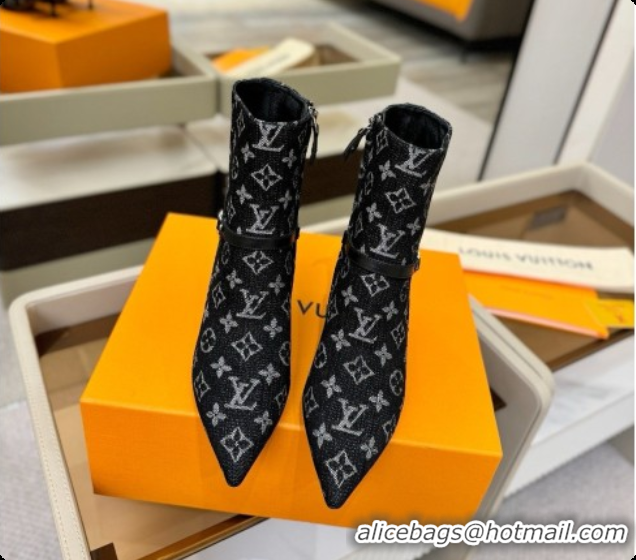 Best Quality Louis Vuitton 6AM Ankle Boot in Black Denim Monogram 5.5cm Heel LV091741 2026